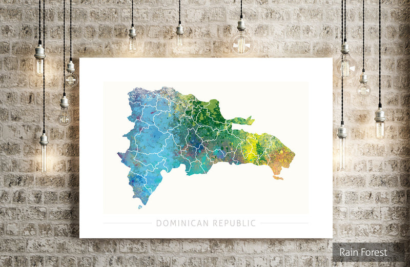Dominican Republic Map: Country Map  - Nature Series Art Print