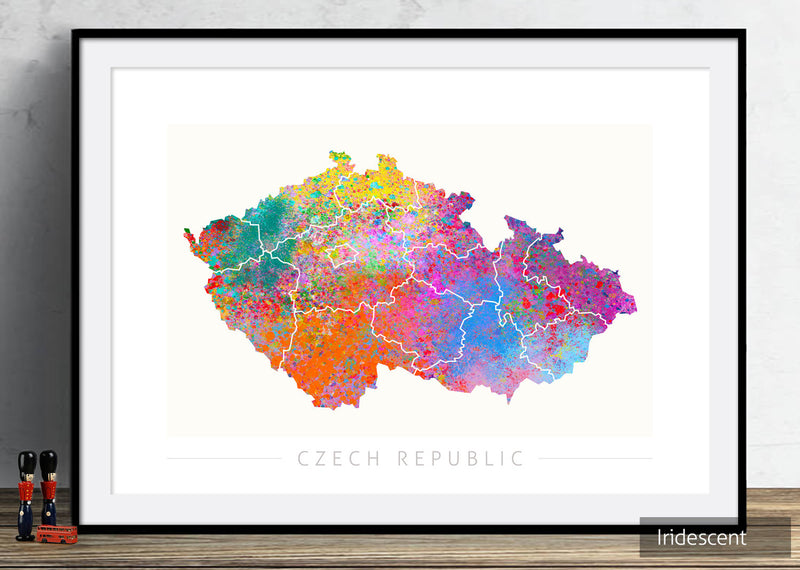 Czech Republic Map: Country Map of Czech Republic - Sunset Series Art Print