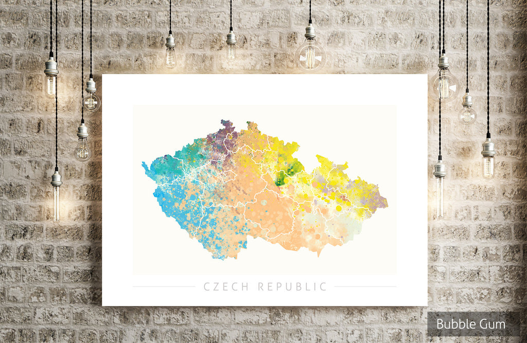 Czech Republic Map: Country Map of Czech Republic  - Nature Series Art Print