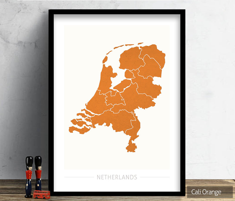 Netherlands Map: Country Map of Netherlands - Colour Series Art Print