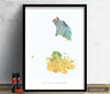 Antigua and Barbuda Map: Country Map - Sunset Series Art Print