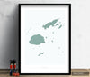 Fiji Map: Country Map of Fiji - Colour Series Art Print