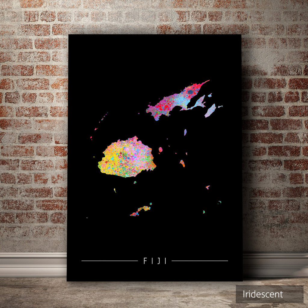 Fiji Map: Country Map of Fiji - Sunset Series Art Print