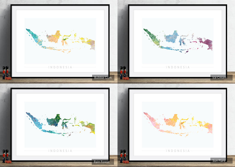 Indonesia Map: Country Map of Indonesia  - Nature Series Art Print
