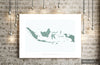 Indonesia Map: Country Map of Indonesia - Colour Series Art Print