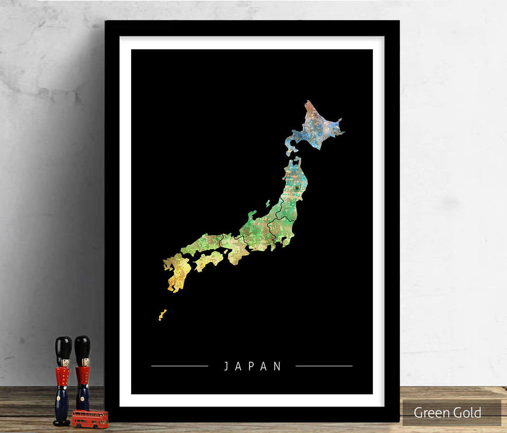 Japan Map: Country Map of Japan - Sunset Series Art Print