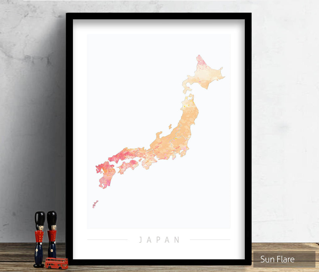 Japan Map: Country Map of Japan  - Nature Series Art Print