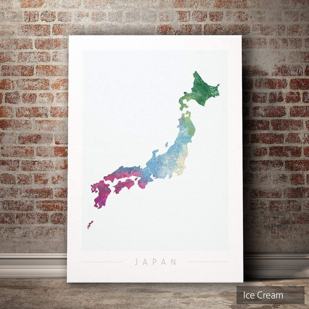 Japan Map: Country Map of Japan  - Nature Series Art Print