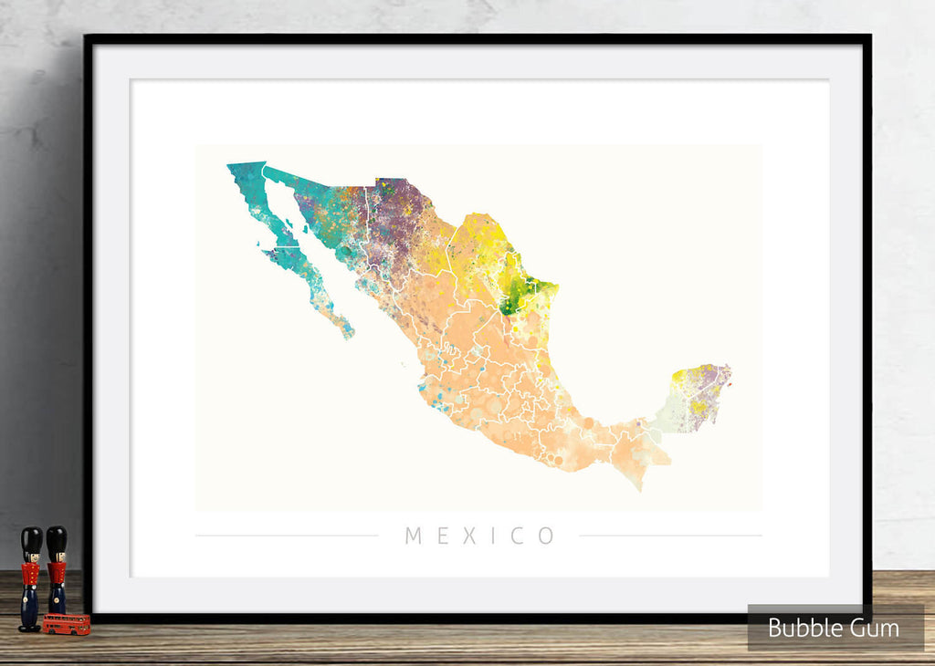 Mexico Map: Country Map of Mexico - Nature Series Art Print