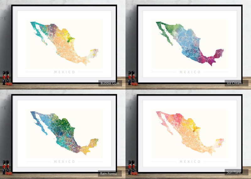 Mexico Map: Country Map of Mexico - Nature Series Art Print