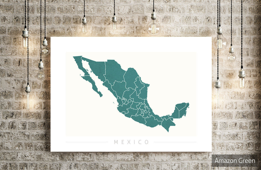 Mexico Map: Country Map of Mexico - Colour Series Art Print