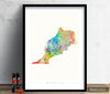 Morocco Map: Country Map of the Morocco - Sunset Series Art Print