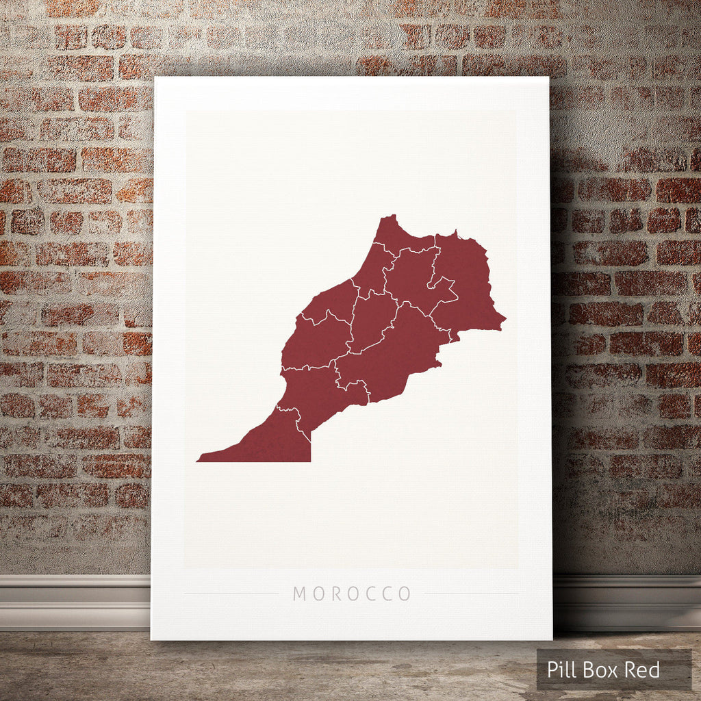 Morocco Map: Country Map of Morocco - Colour Series Art Print