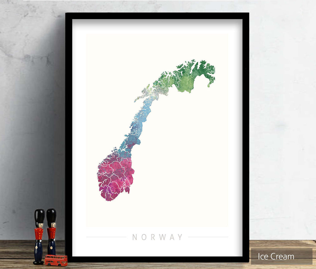 Norway Map: Country Map of Norway - Nature Series Art Print
