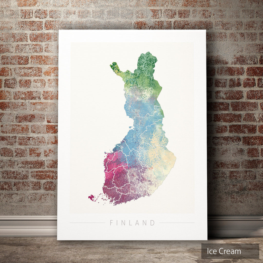 Finland Map: Country Map of Finland - Nature Series Art Print