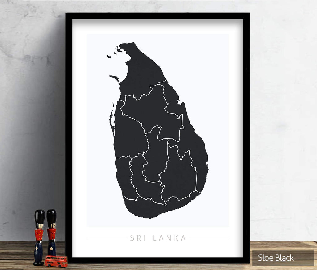 Sri Lanka Map: Country Map of Sri Lanka - Colour Series Art Print