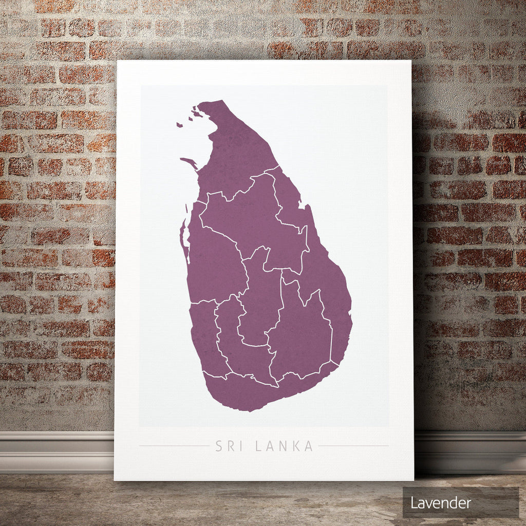 Sri Lanka Map: Country Map of Sri Lanka - Colour Series Art Print