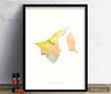 Brunei Map: Country Map of Brunei - Nature Series Art Print