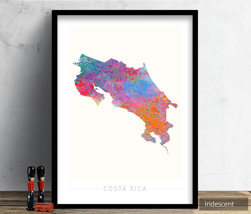 Costa Rica Map: Country Map of Costa Rica - Sunset Series Art Print