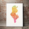 Tunisia Map: Country Map of Tunisia - Sunset Series Art Print