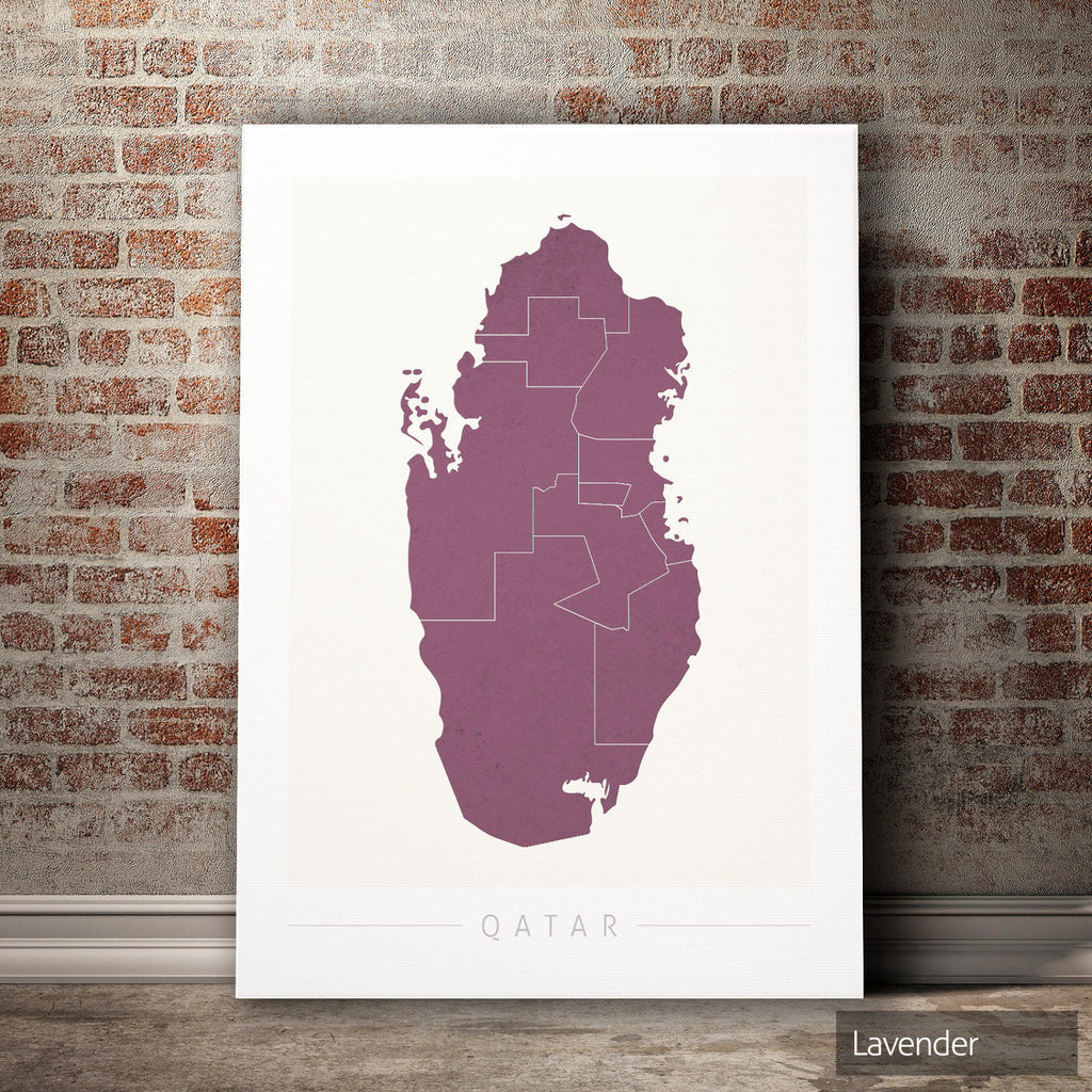 Qatar Map: Country Map of Qatar - Colour Series Art Print