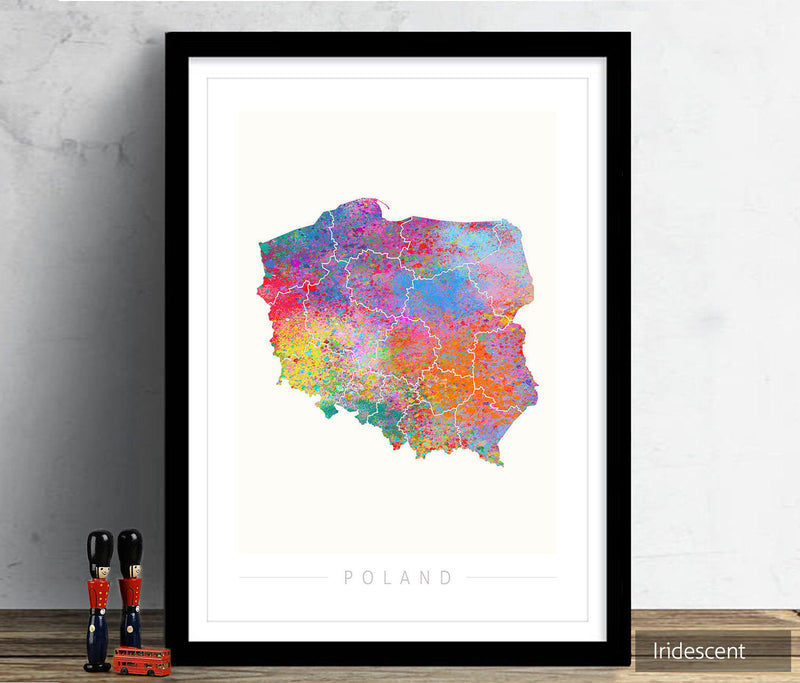 Poland Map: Country Map of Poland - Sunset Series Art Print
