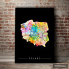 Poland Map: Country Map of Poland - Sunset Series Art Print