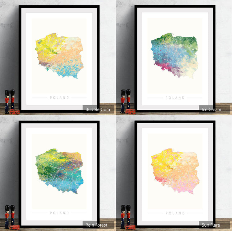 Poland Map: Country Map of Poland - Nature Series Art Print