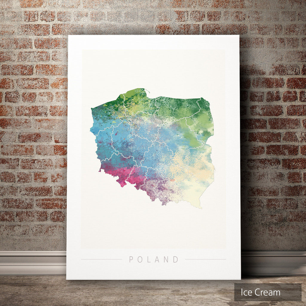 Poland Map: Country Map of Poland - Nature Series Art Print