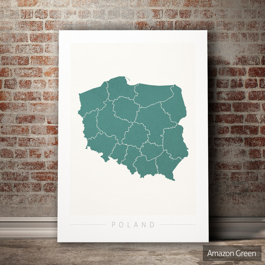 Poland Map: Country Map of Poland - Colour Series Art Print