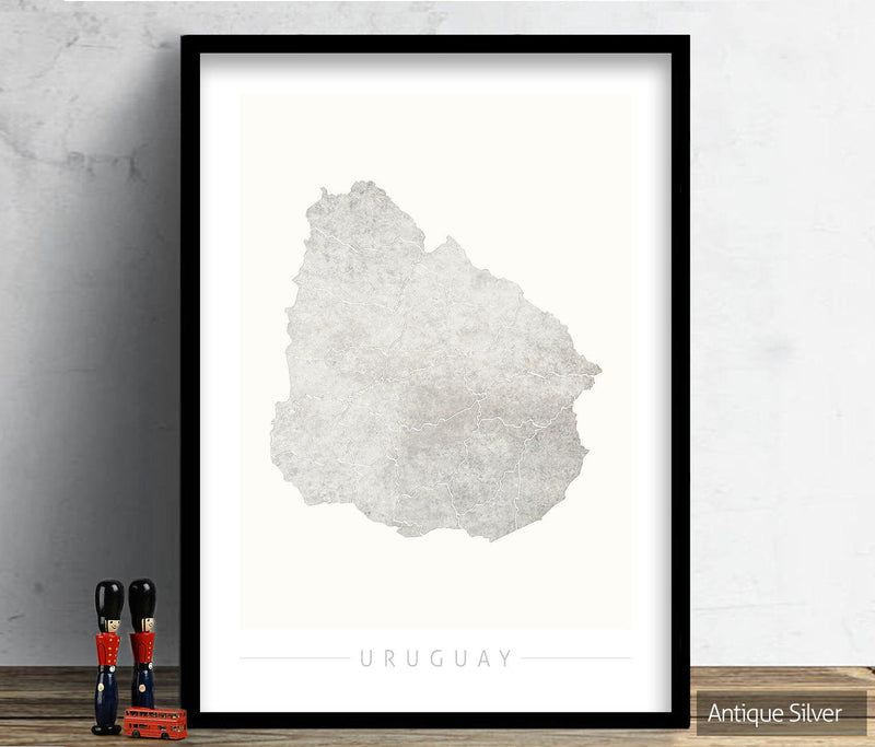 Uruguay Map: Country Map of Uruguay - Colour Series Art Print