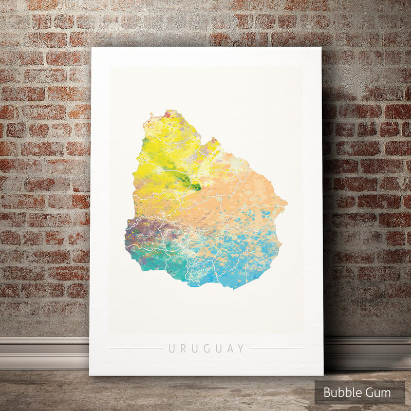Uruguay Map: Country Map of Uruguay - Nature Series Art Print