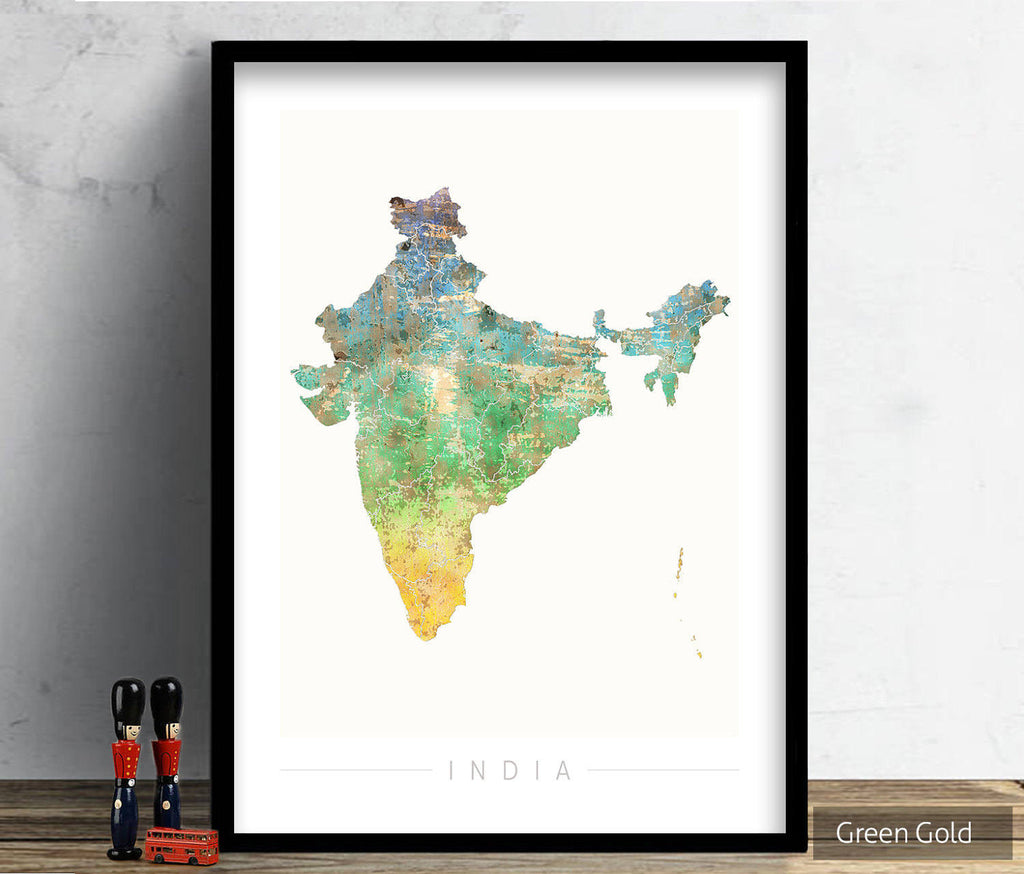 India Map: Country Map of India - Sunset Series Art Print
