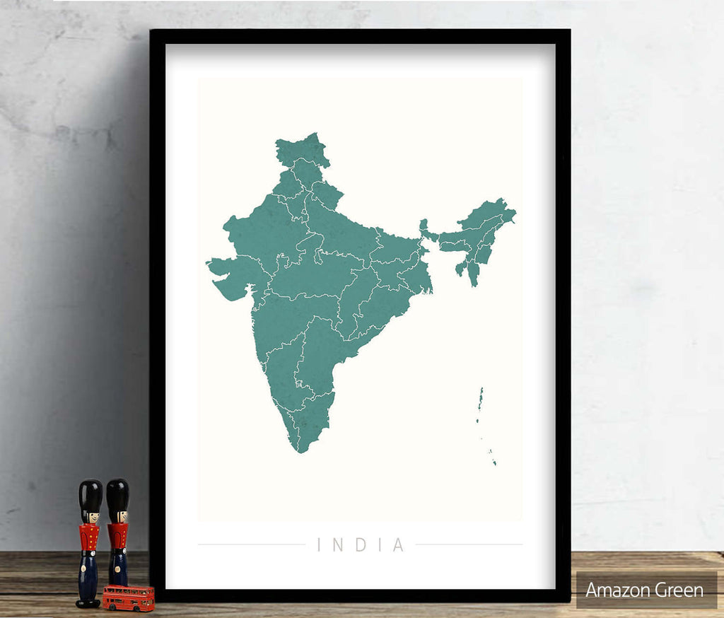 India Map: Country Map of India - Colour Series Art Print