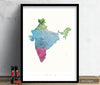 India Map: Country Map of India - Nature Series Art Print
