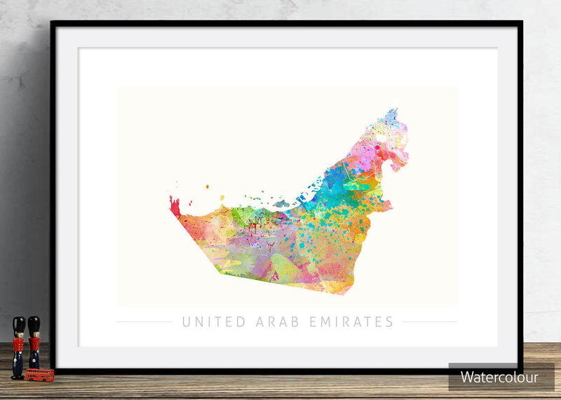 United Arab Emirates Map: Country Map: Sunset Series Art Print