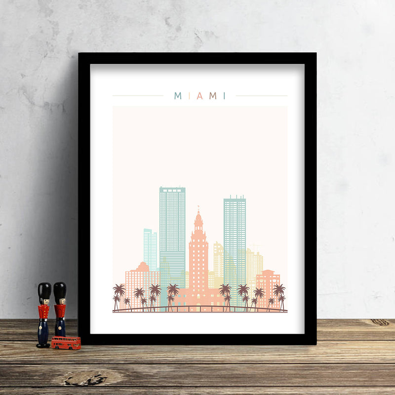 Miami Skyline: Cityscape Art Print, Home Decor