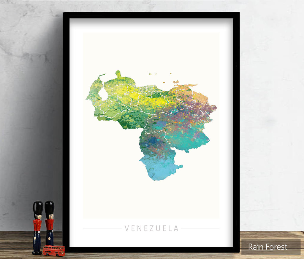 Venezuela Map: Country Map of Venezuela  - Nature Series Art Print