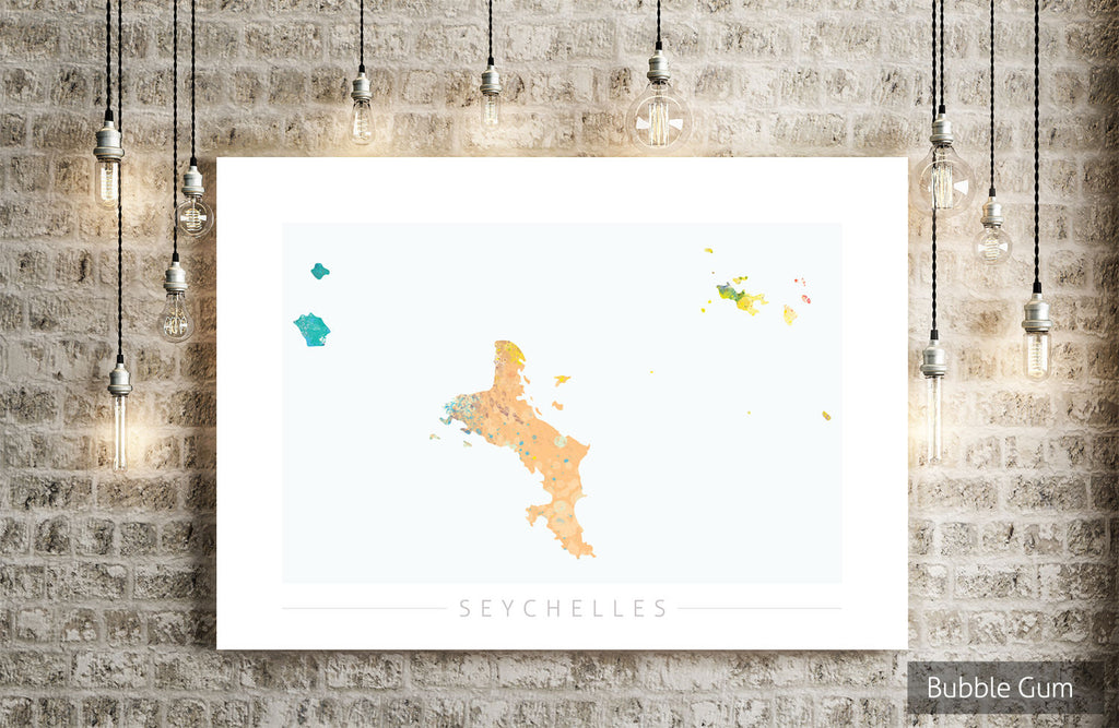 Seychelles Map: Country Map of Seychelles  - Nature Series Art Print