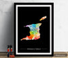 Trinidad and Tobago Map: Country Map: Sunset Series Art Print