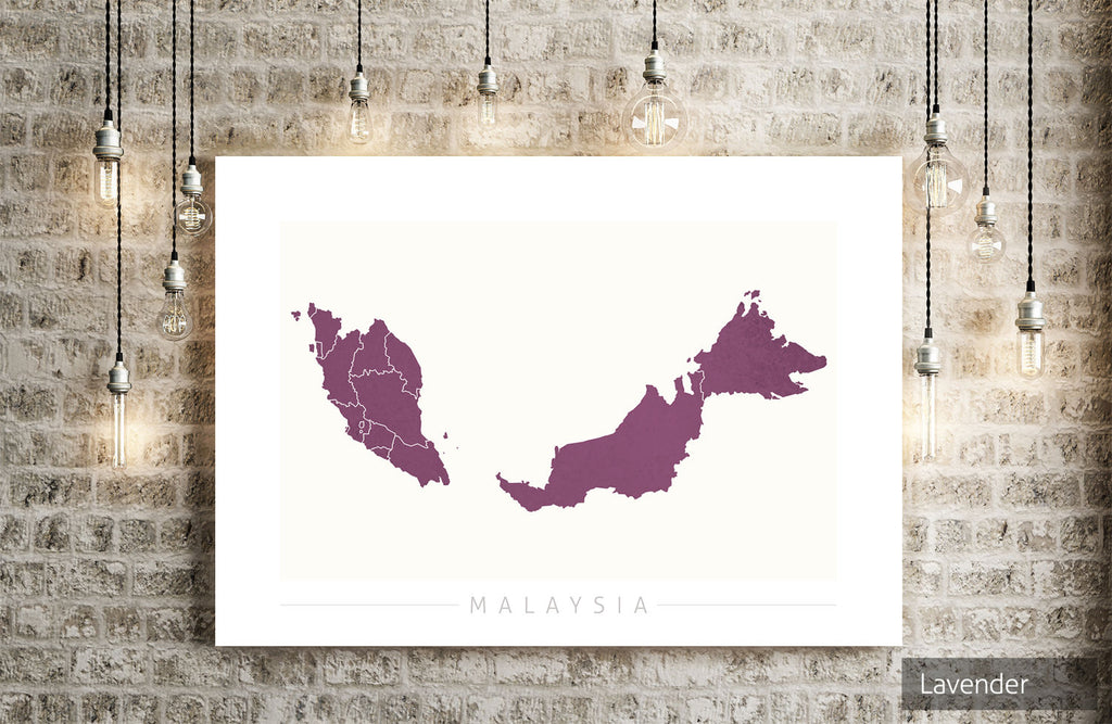 Malaysia Map: Country Map of Malaysia - Colour Series Art Print