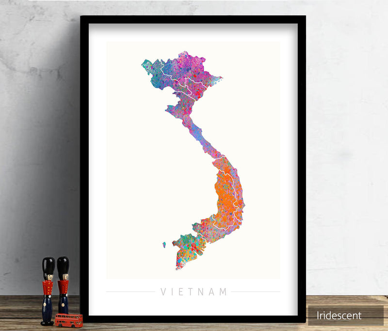 Vietnam Map: Country Map of Vietnam - Sunset Series Art Print