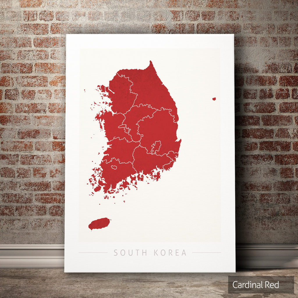 South Korea Map: Country Map of South Korea - Colour Series Art Print