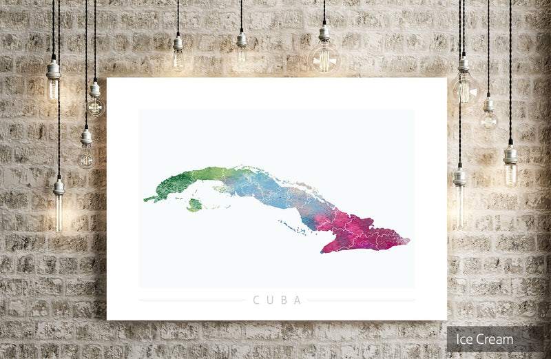 Cuba Map: Country Map of Cuba - Nature Series Art Print