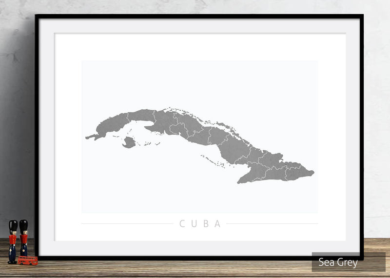 Cuba Map: Country Map of Cuba - Colour Series Art Print
