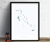 Bahamas Map: Island Map of the Bahamas - Colour Series Art Print