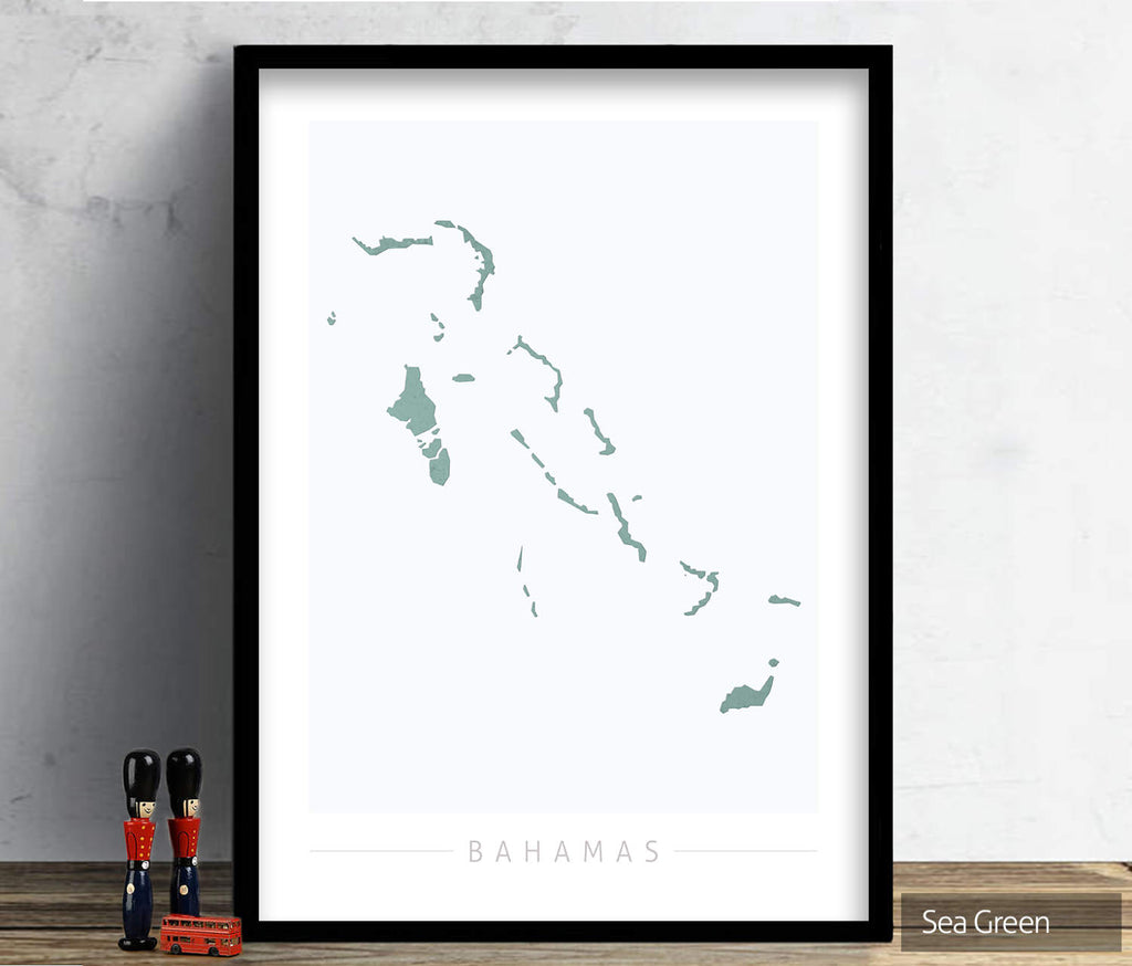 Bahamas Map: Island Map of the Bahamas - Colour Series Art Print
