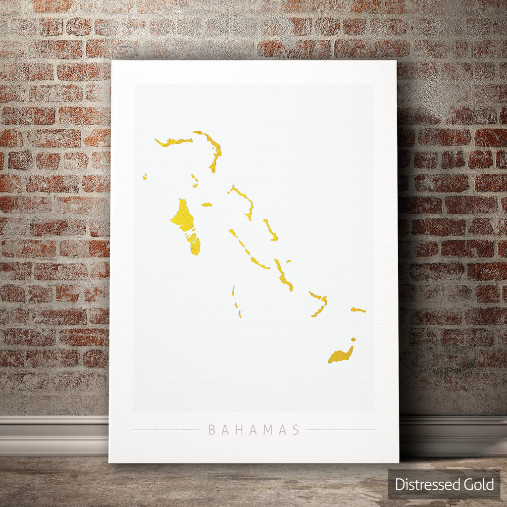 Bahamas Map: Island Map of the Bahamas - Colour Series Art Print