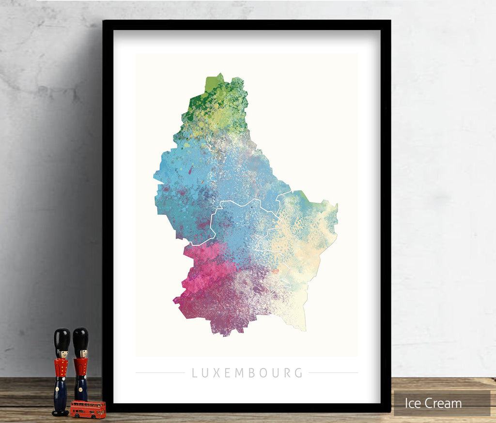 Luxembourg Map: Country Map of Luxembourg - Nature Series Art Print