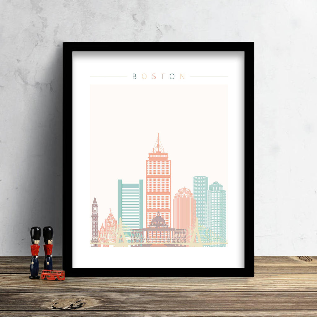 Boston Skyline: Cityscape Art Print, Home